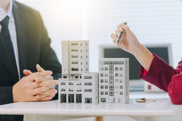 the house and condo sales representatives provide advice and explanations and sign sales or lease co