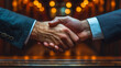 © Bartek - Business Partnership Success Concept - Close-up Handshake with Businesspeople Building Confidence in Professional Cooperation and Trust in Financial Ventures, Corporate Agreement Celebration