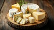© Taisiia - Various kinds of cheese arranged on a circular wooden platter