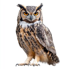 photo of majestic owl isolated on white background