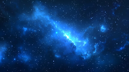 Wall Mural - shiny starfield against a deep blue background, with some stars showing through the veil of gas and 