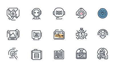 Wall Mural - minimalist ai line icons set: flat vector collection in svg format for tech and design