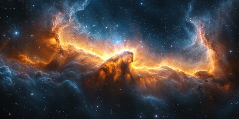 exploration of a stunning cosmic nebula filled with glowing gas and stars during a breathtaking cele