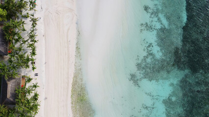 Wall Mural - aerial top view of beautiful tropical sandy beach