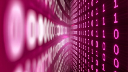 Binary code tunnel in digital cyberspace