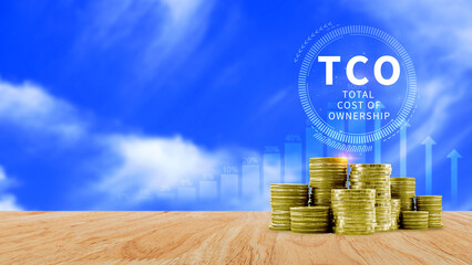 Aufkleber - TCO concept. Total Cost of Ownership, purchase price of an asset plus the costs of operation, business concept background