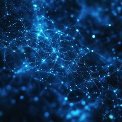 Fototapete - Abstract Blue Network: Interconnected Points and Lines Forming a Complex Digital System