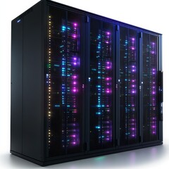 Fototapete - Server Rack System: A Comprehensive View of Data Center Infrastructure and Network Technology, Illustrating High-Performance Computing.