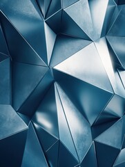 Fototapete - Futuristic abstract pattern with polygonal shapes in metallic blue and gray tones