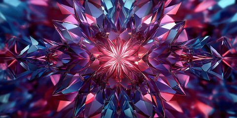 Wall Mural - abstract crystal structure shining with purple and pink light
