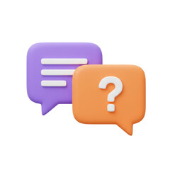a 3d illustration of two overlapping chat bubbles isolated on transparent background