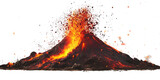 A realistic volcano erupting with lava isolated on white background.PNG