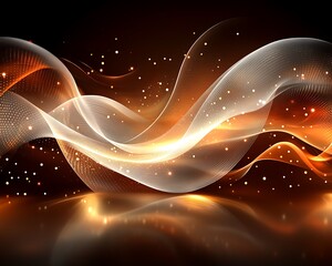 Wall Mural - abstract glowing waves on dark surface