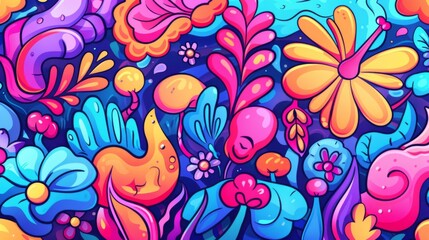 Naklejka na meble Cute cartoon doodles seamless pattern
