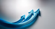 © joeycheung - Three blue arrows curve upward on a white background.  They represent growth, progress, and a positive direction in a clean and simple visual.
