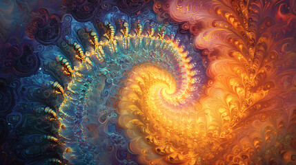 Wall Mural - colorful swirl of abstract art featuring fractal patterns and soft ambient glow creating a dreamlike