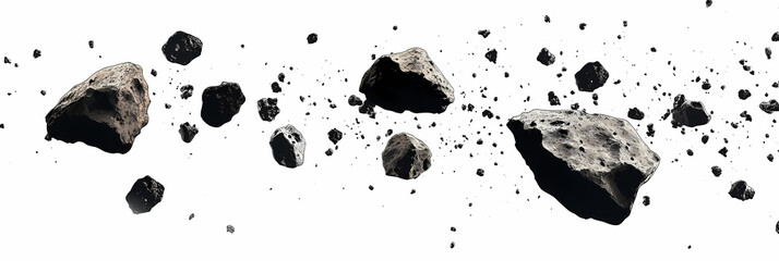 Wall Mural - cosmic debris: a captivating visual of scattered asteroids and space rocks, suspended against the ex