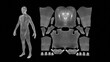 © vrx123 - 2d UV map derived from human anatomy. Unwrapped 3d man model. Flat 2d UV planar map generated from a 3-dimensional wireframe human male.  3d render illustration