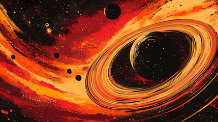 Wall Mural - celestial ring of fire: an awe-inspiring, abstract depiction of a cosmic event showcasing a celestia