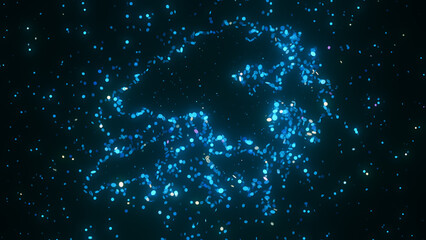 Wall Mural - futuristic digital visualization of hong kong map composed of glowing blue particles. the abstract c
