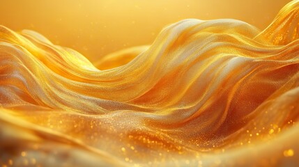 Wall Mural - a smooth golden wave flows gracefully on a gradient background, creating a mesmerizing visual of abs