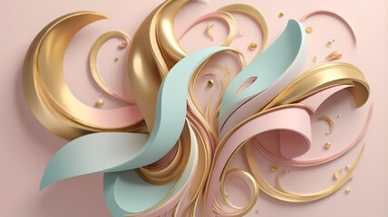 Luxurious Gold Foil Abstract Calligraphy Background