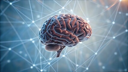Poster - Neural Network Concept with Human Brain in Digital Background
