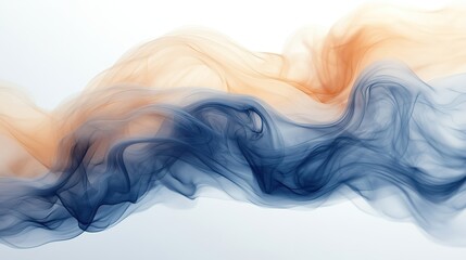 Wall Mural - Dark and beige smoke creates abstract shapes on a white background with copy space, ideal for pollution, industry, or abstract concepts.