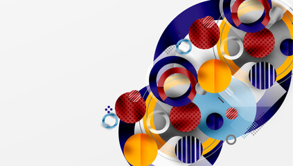 Aufkleber - Abstract Circle Design with Overlapping Transparent Geometric Shapes