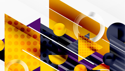 Leinwandbilder - Modern Abstract Design with Overlapping Transparent Triangles and Circles
