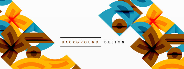 Fototapete - Abstract geometric background shapes forming a modern, symmetrical pattern. Bold contrast, smooth gradients, dynamic composition, futuristic style