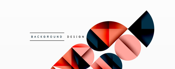 Wall Mural - Minimal geometric abstract background. Circle square and triangle design