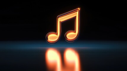 Canvas Print - Glowing music note on black background