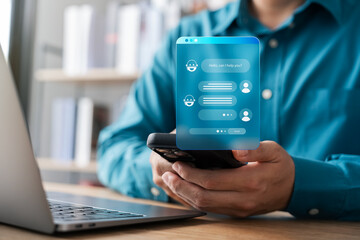ai chatbot intelligent digital customer service application concept, computer mobile application use
