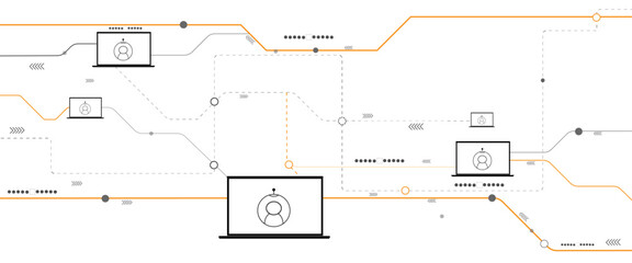 Fototapete - Vector laptop technology background abstract with line digital