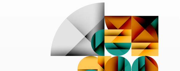 Aufkleber - Modern abstract composition with layered circles and angular segments featuring gradients, transparency effects, and a structured geometric layout