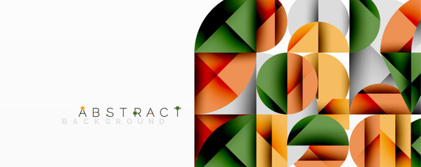 Aufkleber - Modern abstract composition with layered circles and angular segments featuring gradients, transparency effects, and a structured geometric layout