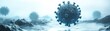 © lucky - 3D Rendering of Virus Particle Scientific Illustration with Cold Blue Tones and Minimalistic Composition