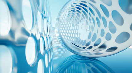 Wall Mural - 3d beautiful geometric wavy curve lines abstract dot grid designed architecture relaxing tunnel scen