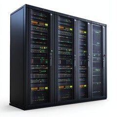 Fototapete - Data Center Servers: A Close-Up View of Rack-Mounted IT Infrastructure and Network Equipment