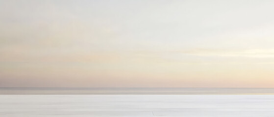 Fototapete - Serene coastal landscape at dawn with soft pastel skies and calm waters