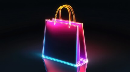 Canvas Print - Neon shopping bag graphic (3)