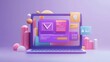© nurionstudio - Laptop Displaying Vibrant 3D Interface Design