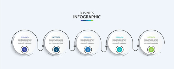 Wall Mural - vector infographic label design with circle infographic template design and 5 options or steps.