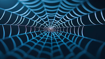 Intricate Blue Spiderweb on Dark Background
