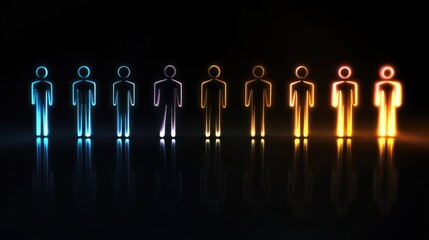 Canvas Print - Colorful human silhouettes in a row