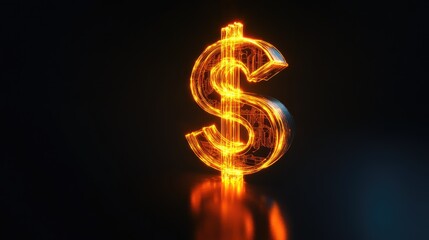 Wall Mural - glowing dollar sign on dark background (9)