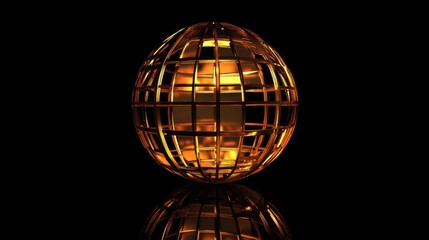 Wall Mural - golden sphere with grid pattern