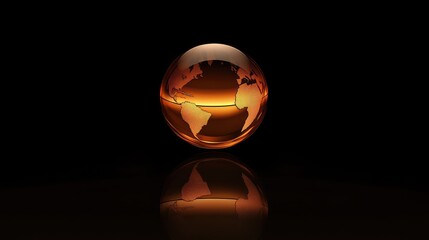 Wall Mural - golden globe earth, reflective surface