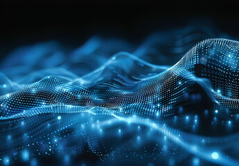Wall Mural - abstract blue background with lines and glowing dots, a data transfer concept. abstract digital back